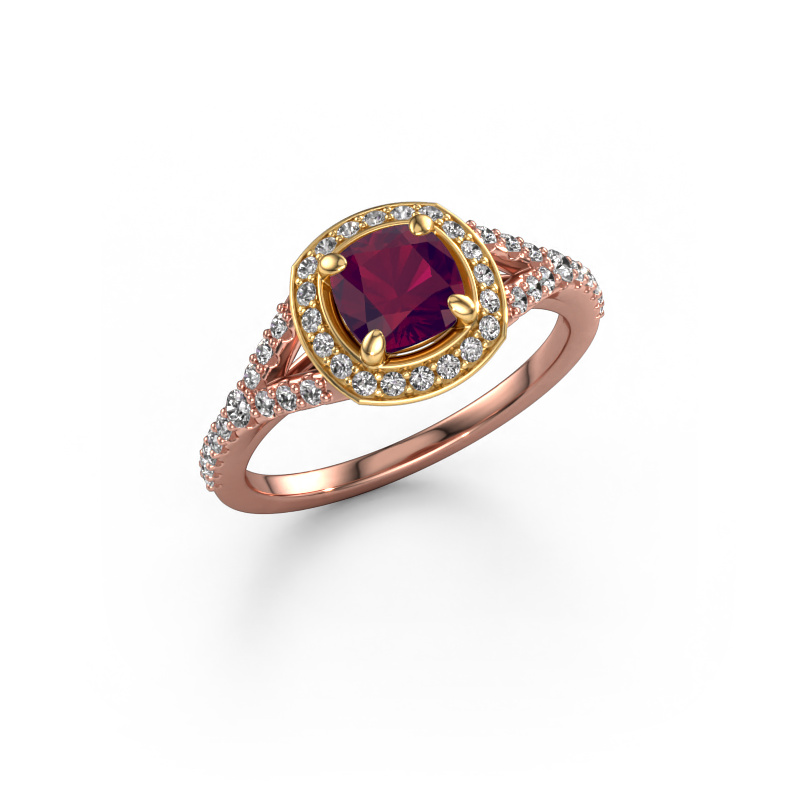 Image of Engagement ring Pamela CUS 585 rose gold Rhodolite 5.5 mm