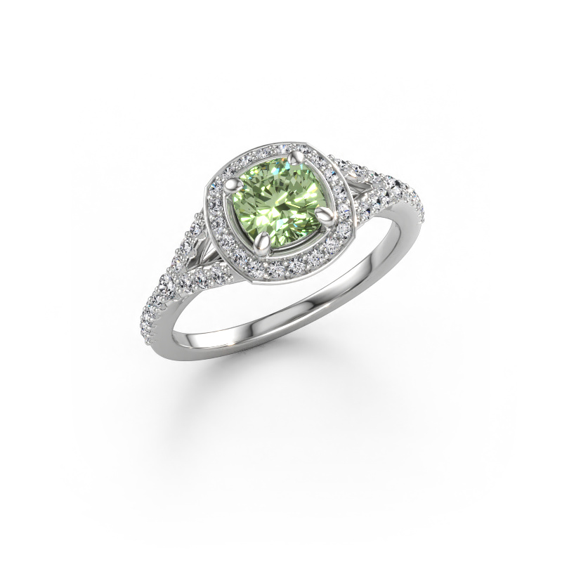 Bild av Förlovningsring Pamela CUS 950 platina Grön labbodlad diamant 5.5 mm