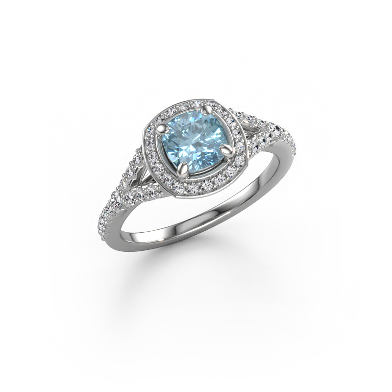 Bild von Verlobungsring Pamela CUS 950 Platin Blauer Labordiamant 5.5 mm