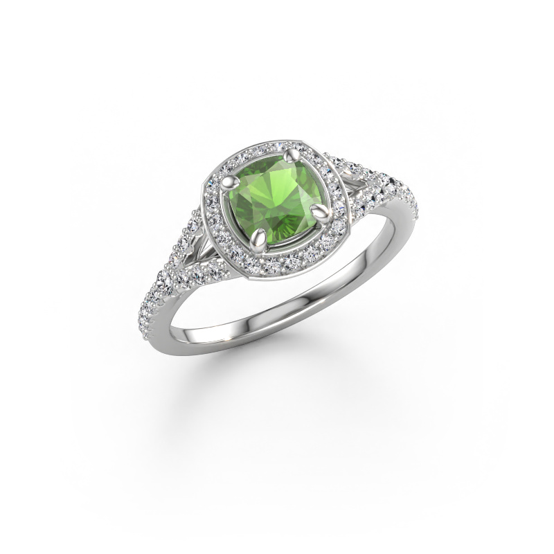 Immagine di Anello di fidanzamento Pamela CUS 585 oro bianco Tormalina verde 5.5 mm