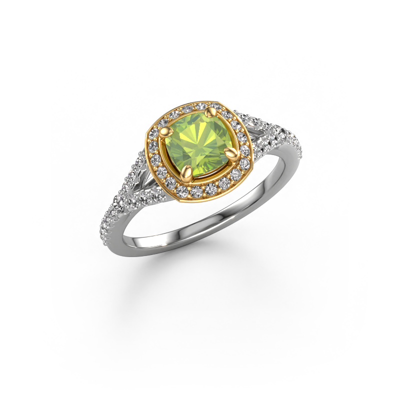 Image of Engagement ring Pamela CUS 585 white gold Peridot 5.5 mm