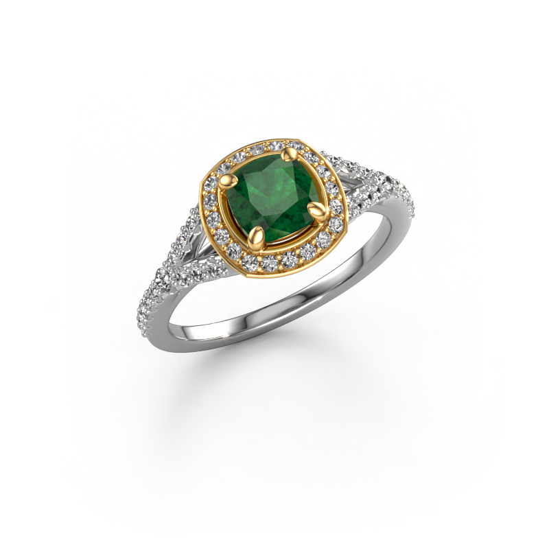 Image of Engagement ring Pamela CUS 585 white gold Emerald 5.5 mm