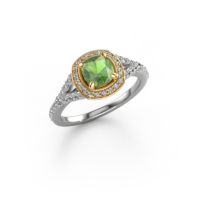 Image of Engagement ring Pamela CUS 585 white gold Tourmaline green 5.5 mm