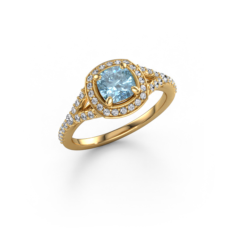 Image of Engagement ring Pamela CUS 585 gold Blue lab grown diamond 5.5 mm