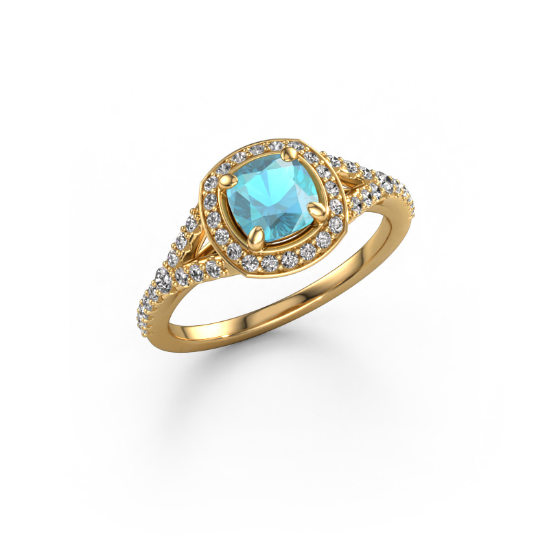 Image de Bague de fiançailles Pamela CUS 585 or jaune Topaze bleue 5.5 mm