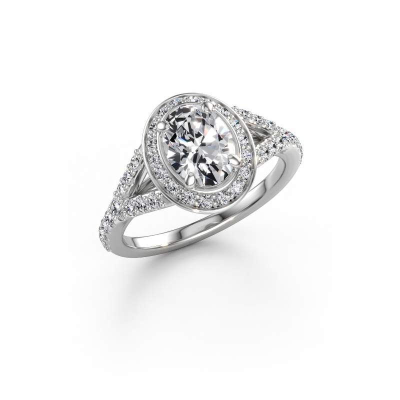 Immagine di Anello di fidanzamento Pamela OVL 585 oro bianco Diamante lab grown 1.594 crt