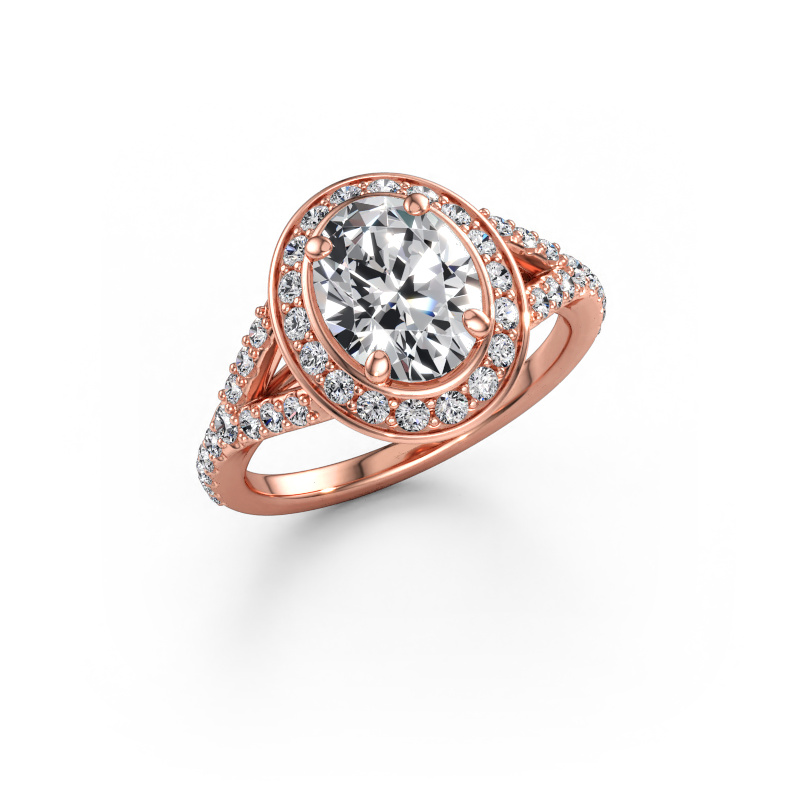 Bild av Förlovningsring Pamela OVL 585 roséguld Labbodlad diamant 2.384 crt