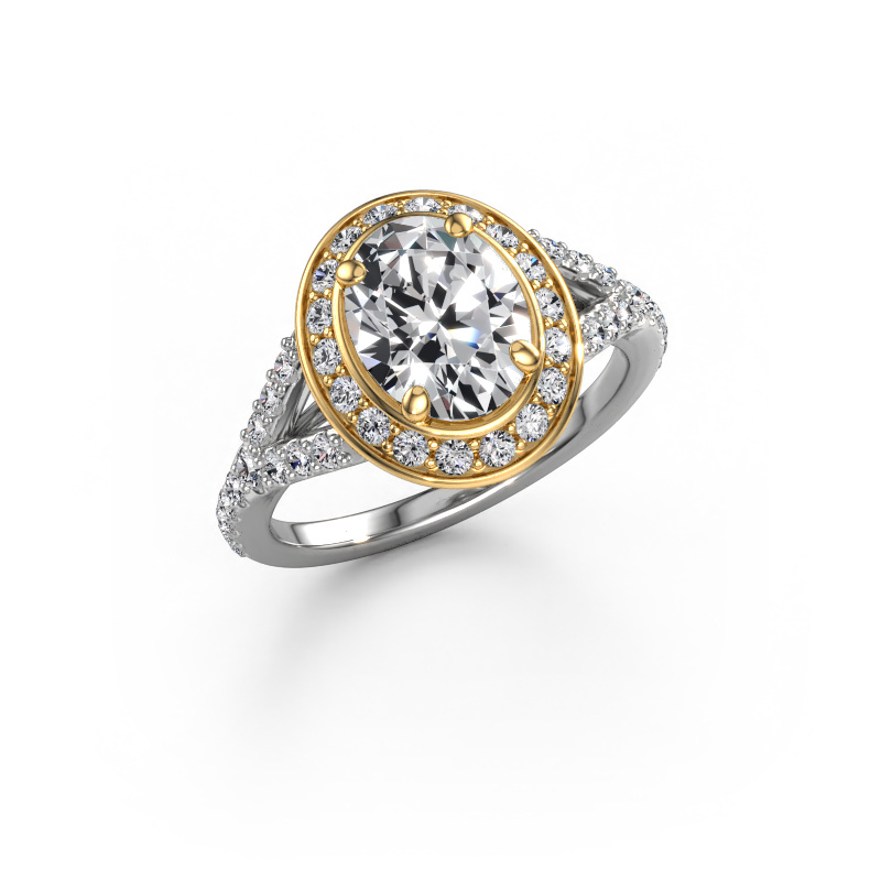 Image de Bague de fiançailles Pamela OVL 585 or blanc Diamant synthétique 2.384 crt