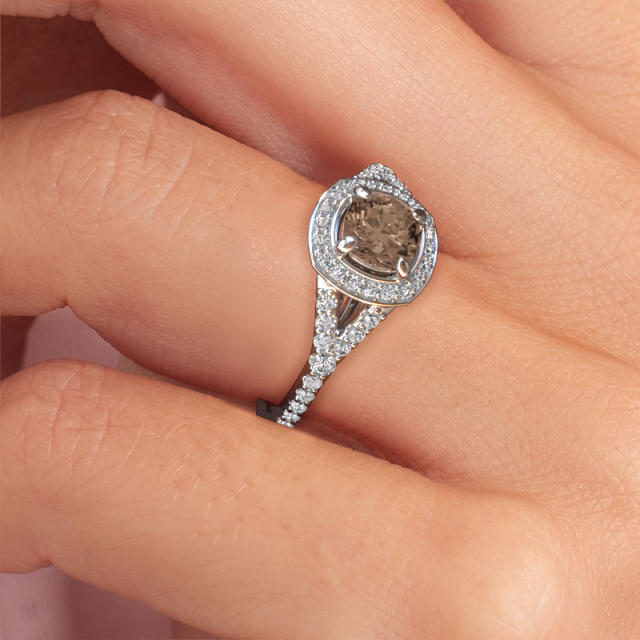 Afbeelding van Verlovingsring Pamela CUS 585 witgoud Bruine diamant 1.362 crt