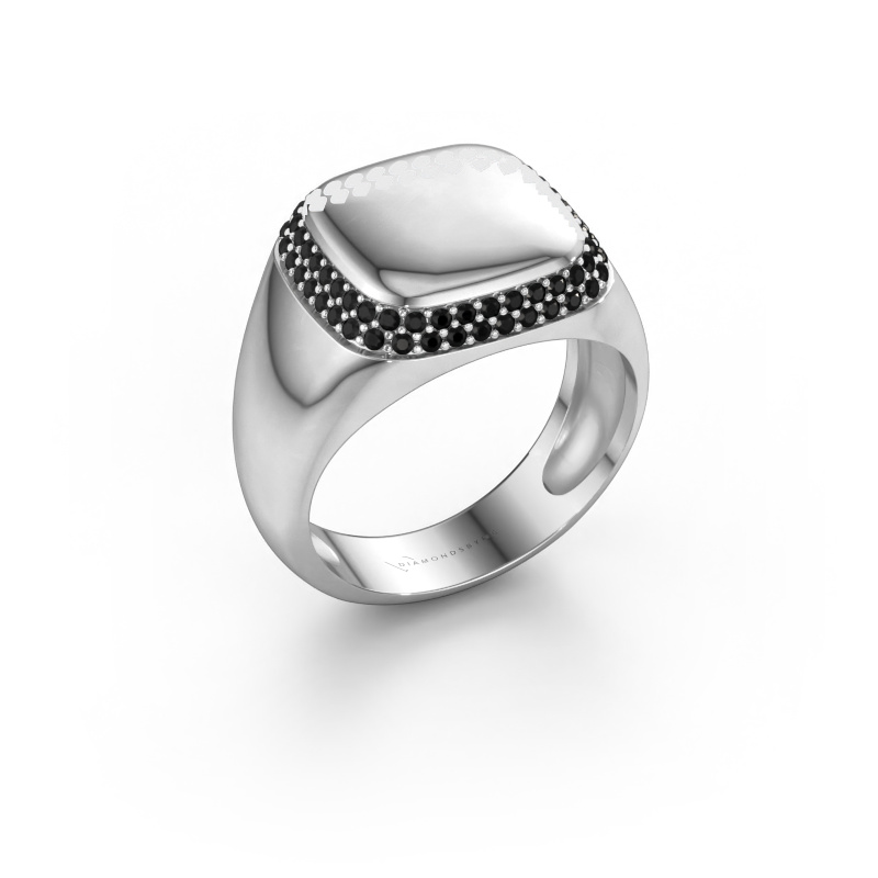 Image de Bague pour homme Pascal 585 or blanc Diamant noir 0.576 crt