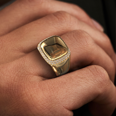 Orbs gold brown diamonds 0.482 crt Pascal men's ring