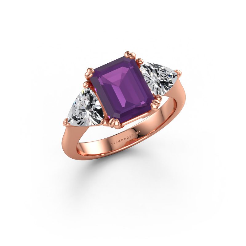 Bild av Förlovningsring Paula 585 roséguld Ametist 9x7 mm