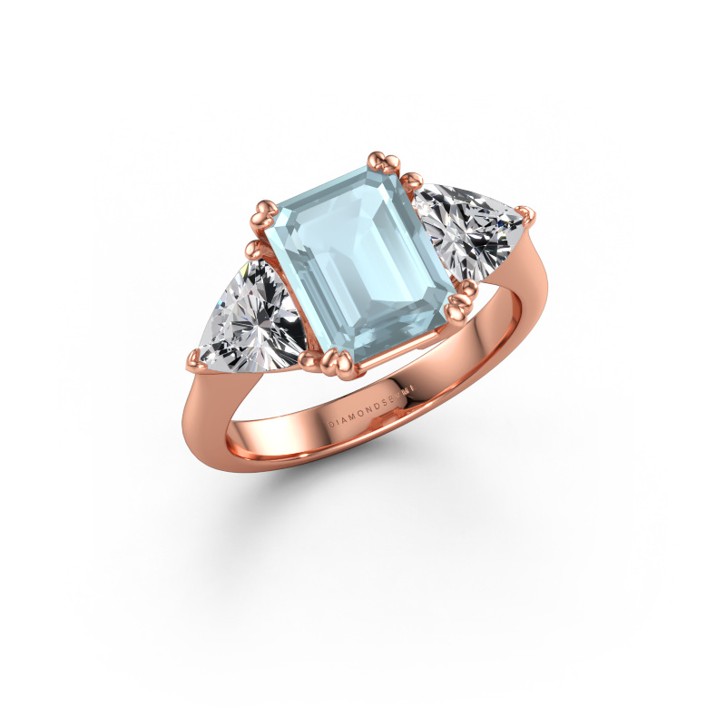 Immagine di Anello di fidanzamento Paula 585 oro rosa Acquamarina 9x7 mm