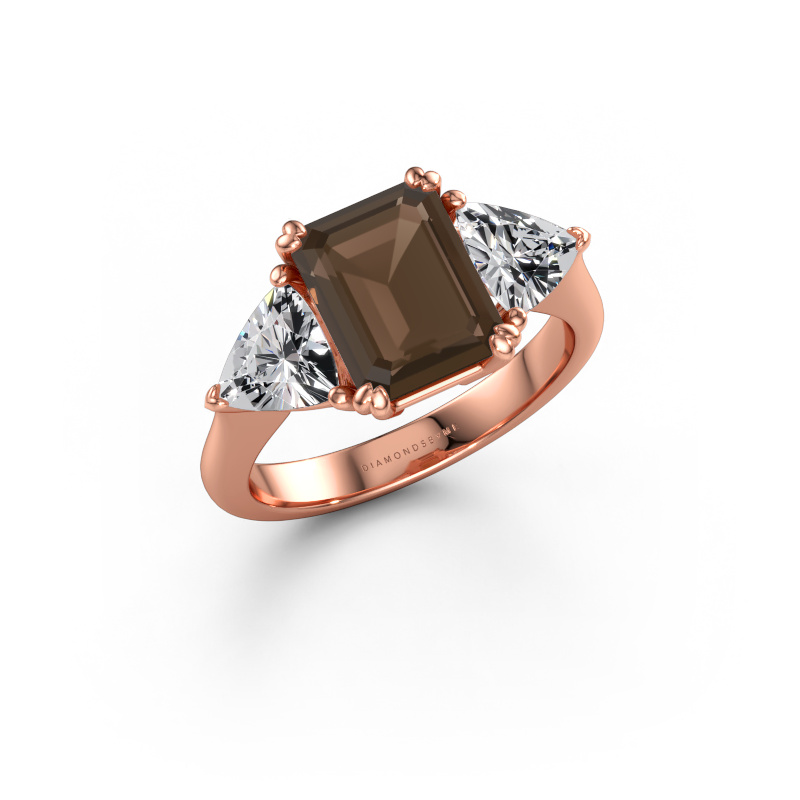 Immagine di Anello di fidanzamento Paula 585 oro rosa Quarzo fumé 9x7 mm