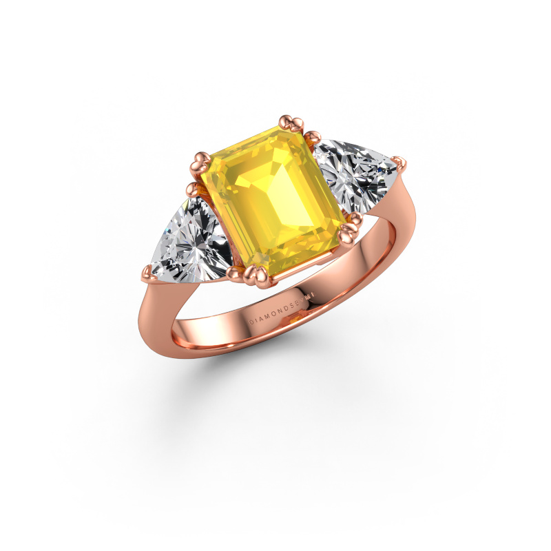 Bild av Förlovningsring Paula 585 roséguld Gul safir 9x7 mm