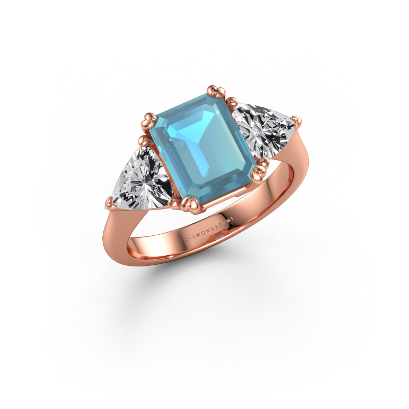 Bild av Förlovningsring Paula 585 roséguld Blå topas 9x7 mm
