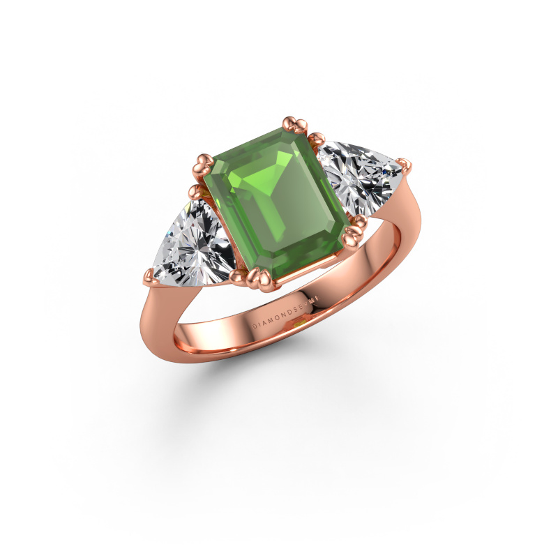 Bild av Förlovningsring Paula 585 roséguld Grön turmalin 9x7 mm