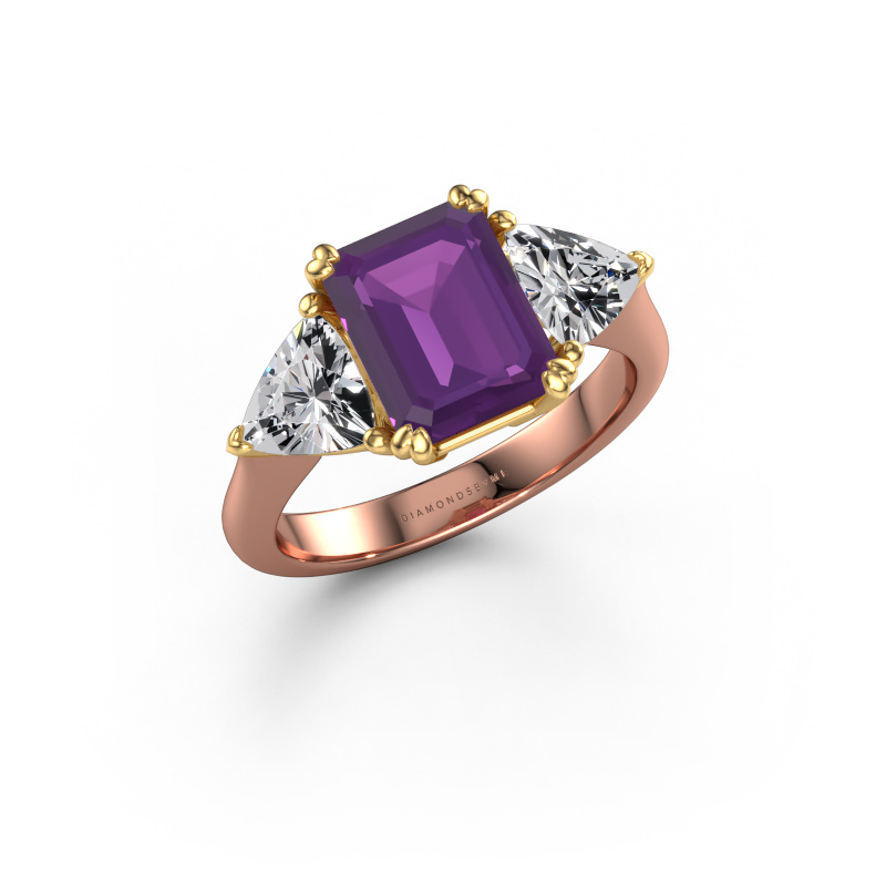 Image of Engagement ring Paula 585 rose gold Amethyst 9x7 mm