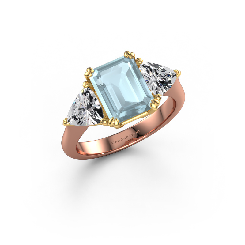 Image of Engagement ring Paula 585 rose gold Aquamarine 9x7 mm