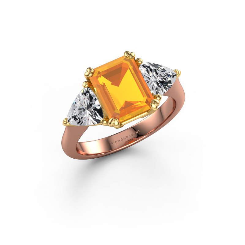 Afbeelding van Verlovingsring Paula 585 rosé goud Citrien 9x7 mm