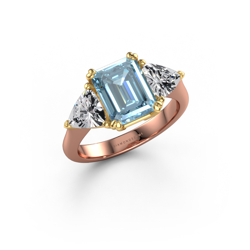 Afbeelding van Verlovingsring Paula 585 rosé goud Blauwe lab grown diamant 9x7 mm