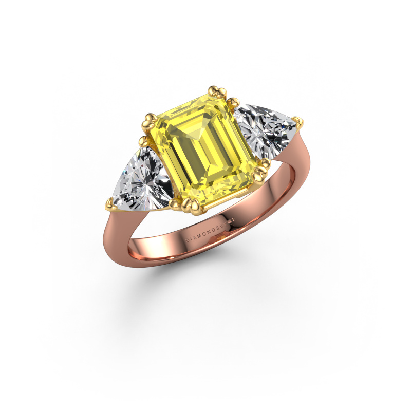 Image of Engagement ring Paula 585 rose gold Yellow lab grown diamond 9x7 mm