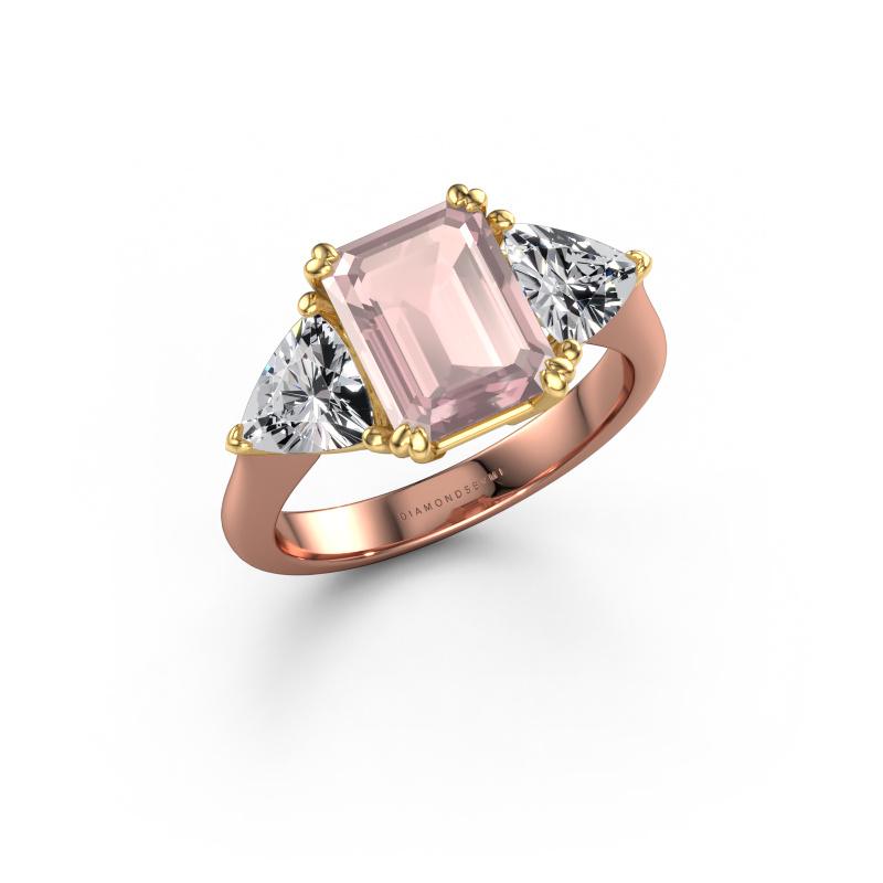 Afbeelding van Verlovingsring Paula 585 Rosé goud Morganiet champagne 9x7 mm