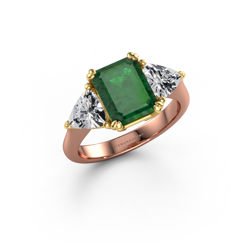 Image of Engagement ring Paula 585 rose gold Emerald 9x7 mm