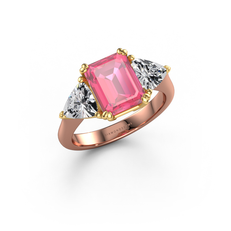 Image of Engagement ring Paula 585 rose gold Pink sapphire 9x7 mm