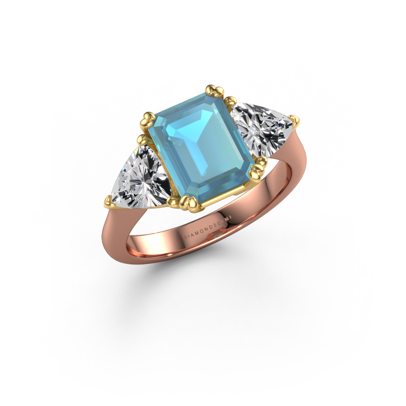 Image of Engagement ring Paula 585 rose gold Blue topaz 9x7 mm