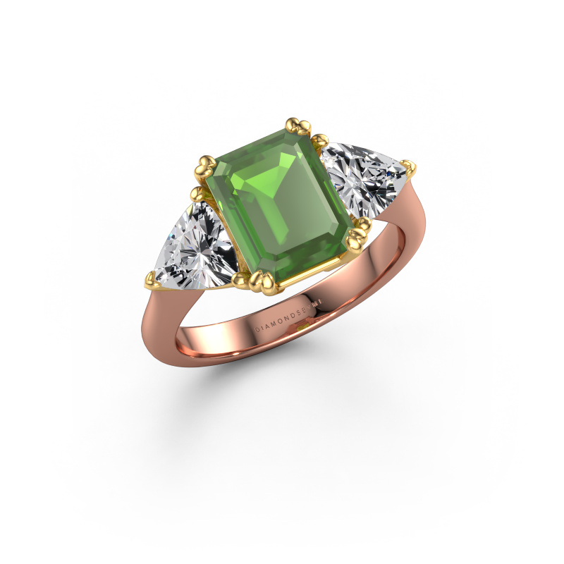Afbeelding van Verlovingsring Paula 585 rosé goud Toermalijn groen 9x7 mm