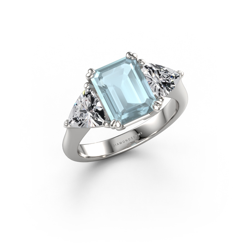 Bild von Verlobungsring Paula 950 Platin Aquamarin 9x7 mm