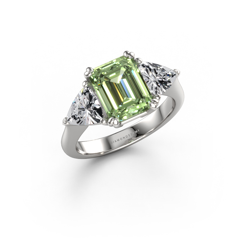 Afbeelding van Verlovingsring Paula 950 Platina Groene lab grown diamant 9x7 mm