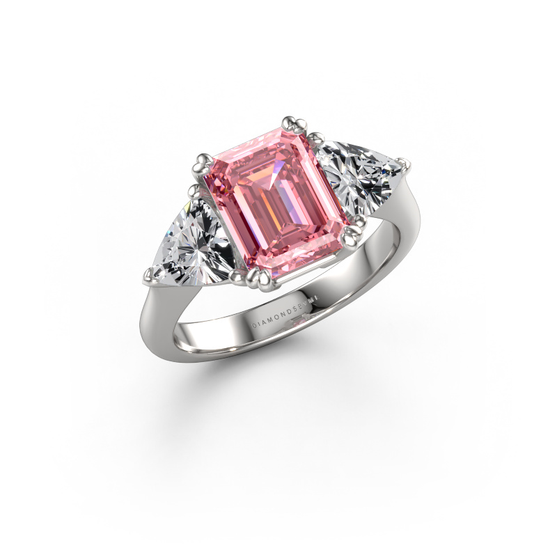 Afbeelding van Verlovingsring Paula 950 Platina Roze lab grown diamant 9x7 mm