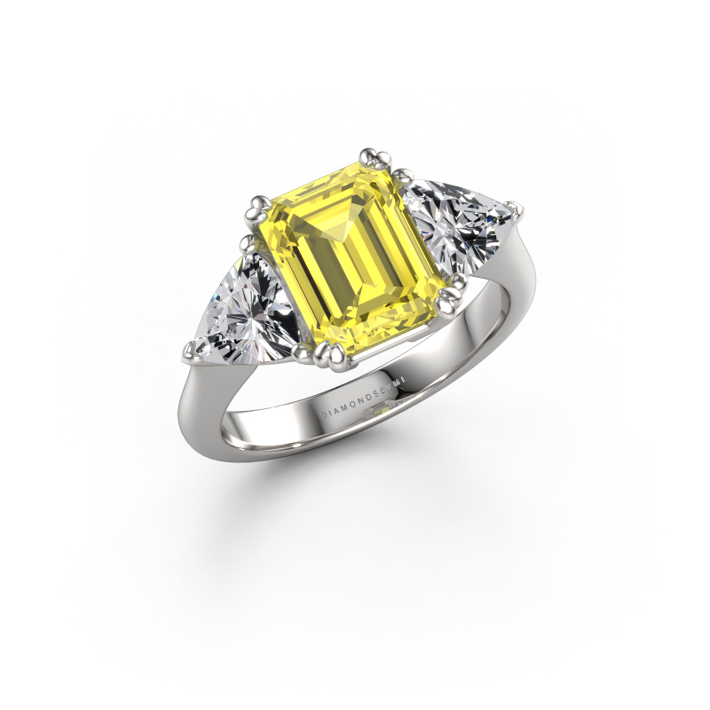 Afbeelding van Verlovingsring Paula 950 platina Gele lab grown diamant 9x7 mm