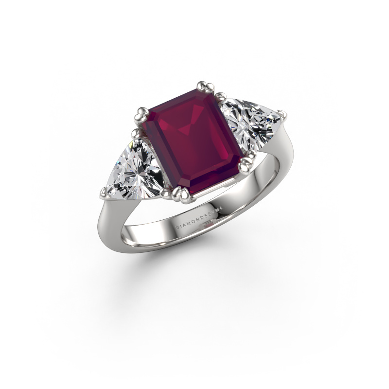 Afbeelding van Verlovingsring Paula 950 platina Rhodoliet 9x7 mm