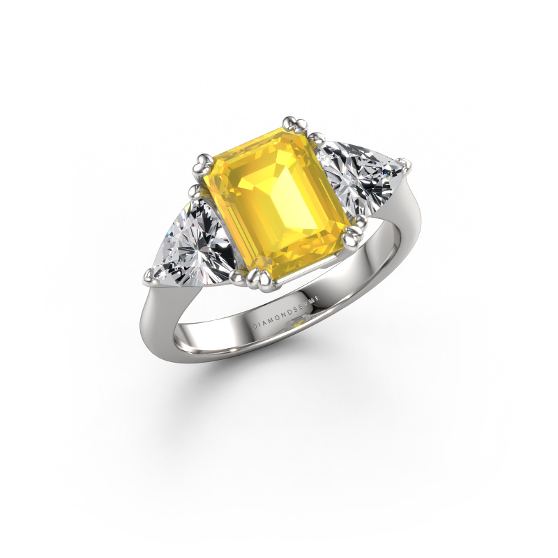 Bild von Verlobungsring Paula 950 Platin Gelb Saphir 9x7 mm