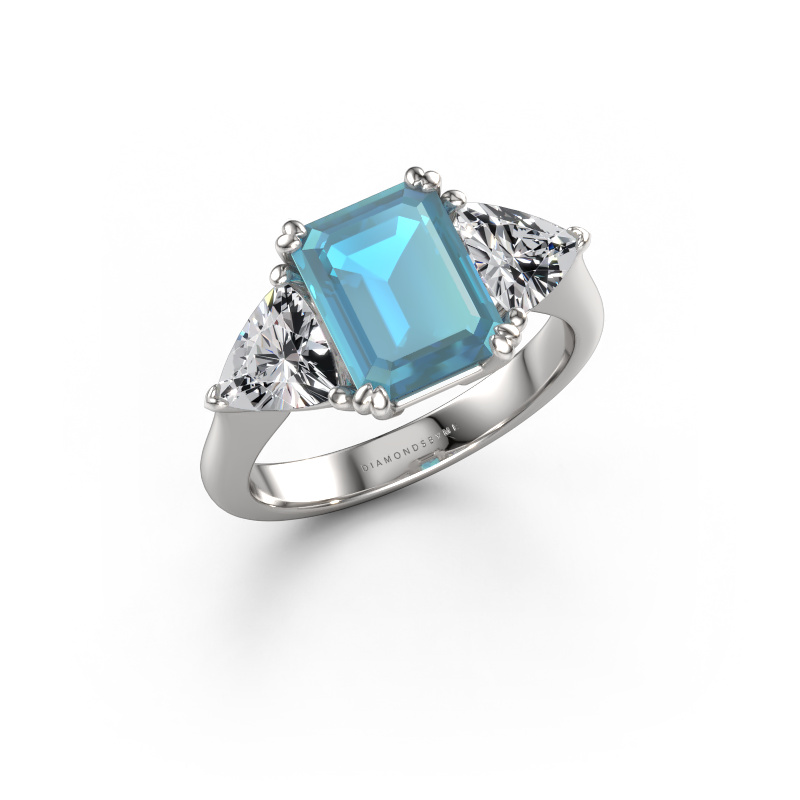 Image de Bague de fiançailles Paula 950 platine Topaze bleue 9x7 mm