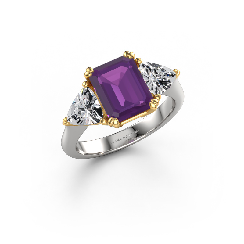 Afbeelding van Verlovingsring Paula 585 witgoud Amethist 9x7 mm