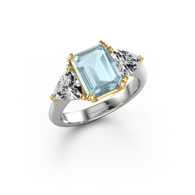 Image de Bague de fiançailles Paula 585 or blanc Aigue-marine 9x7 mm