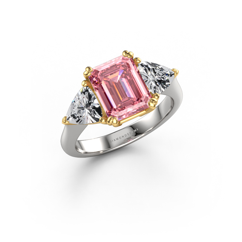 Afbeelding van Verlovingsring Paula 585 Witgoud Roze lab grown diamant 9x7 mm