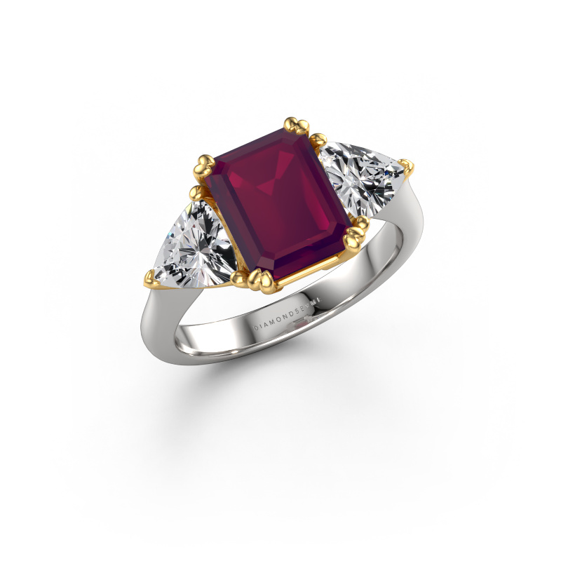 Bild von Verlobungsring Paula 585 Weißgold Rhodolit 9x7 mm