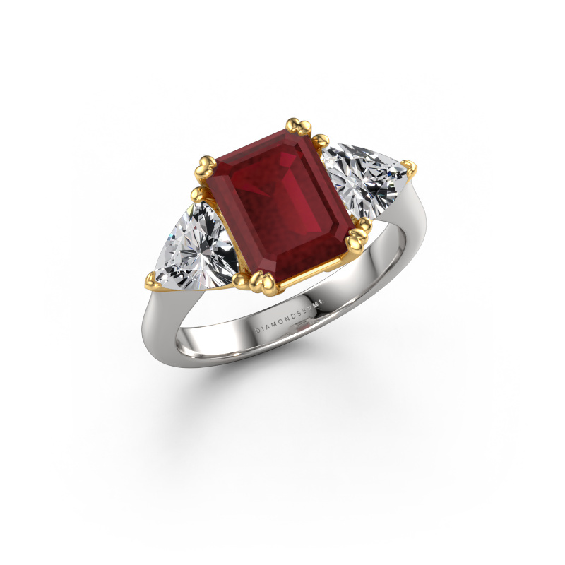 Bild von Verlobungsring Paula 585 Weißgold Rubin 9x7 mm