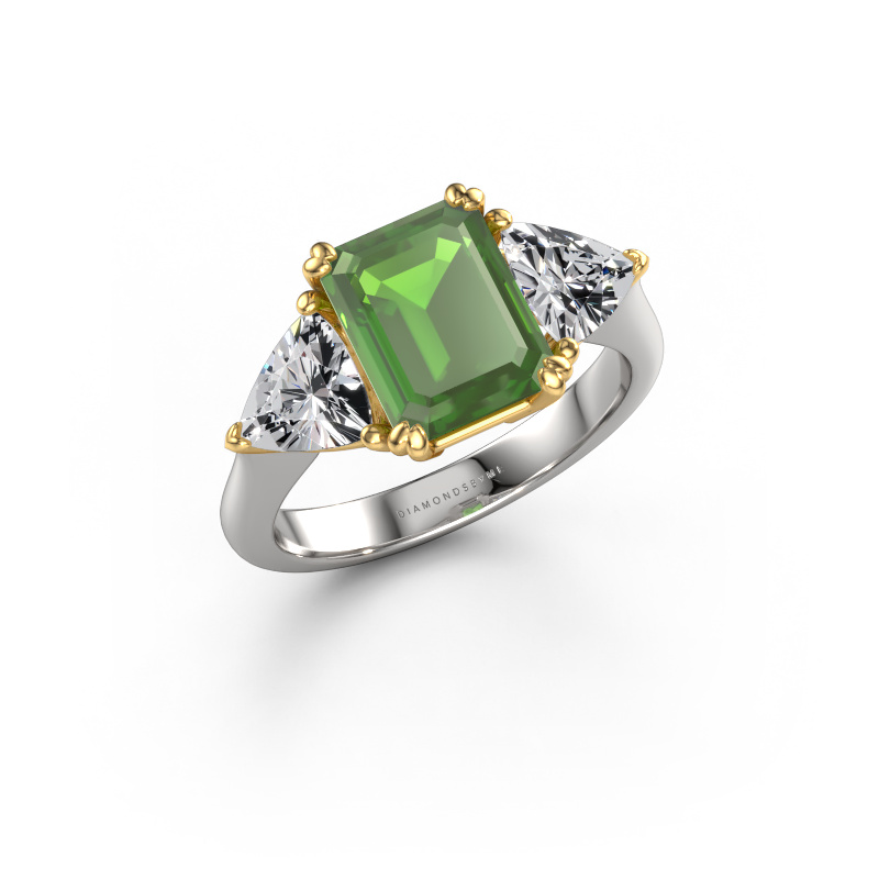 Afbeelding van Verlovingsring Paula 585 witgoud Toermalijn groen 9x7 mm