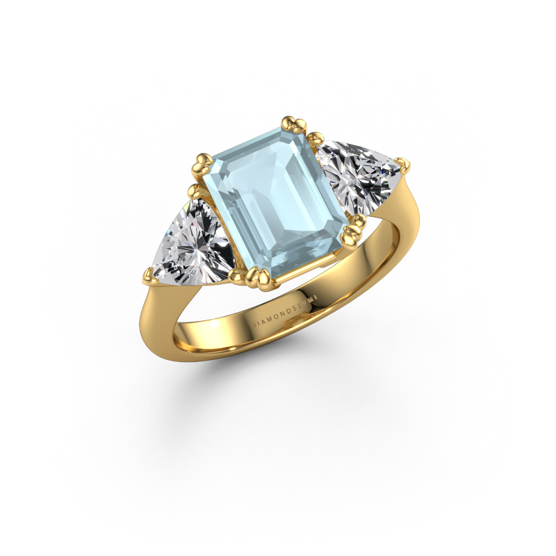 Image of Engagement ring Paula 585 gold Aquamarine 9x7 mm