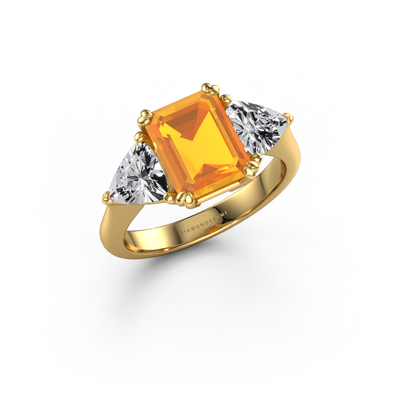 Afbeelding van Verlovingsring Paula 585 goud Citrien 9x7 mm