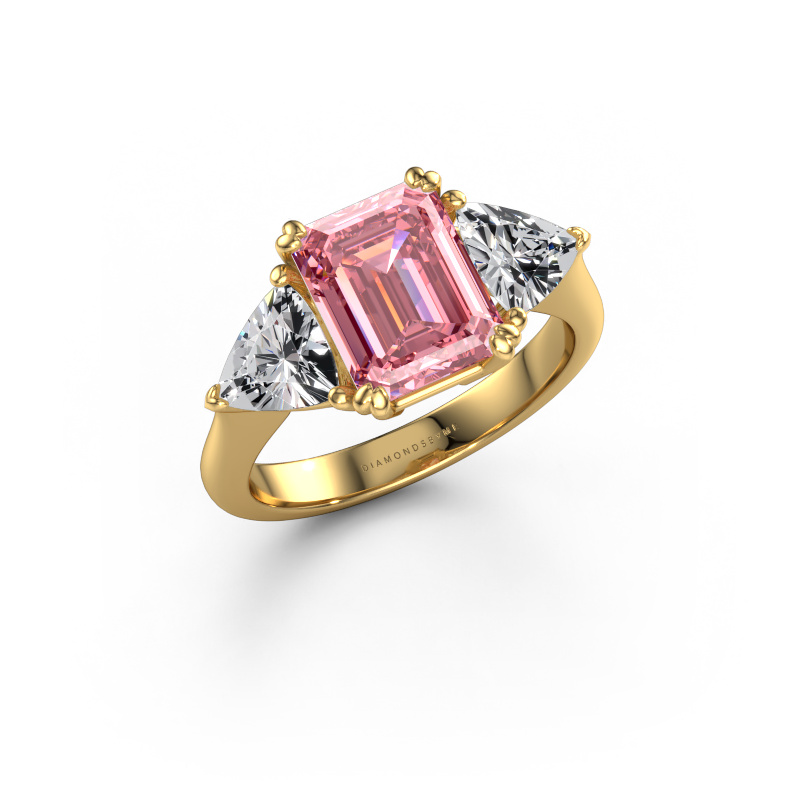 Afbeelding van Verlovingsring Paula 585 goud Roze lab grown diamant 9x7 mm