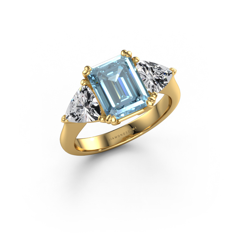Image of Engagement ring Paula 585 gold Blue lab grown diamond 9x7 mm