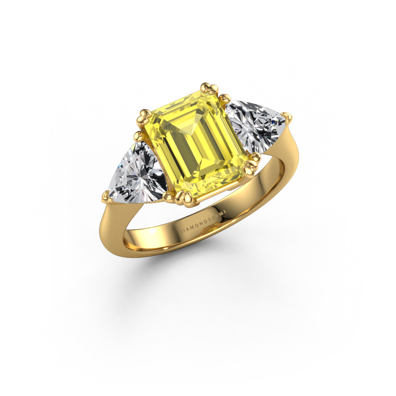 Image of Engagement ring Paula 585 gold Yellow lab grown diamond 9x7 mm