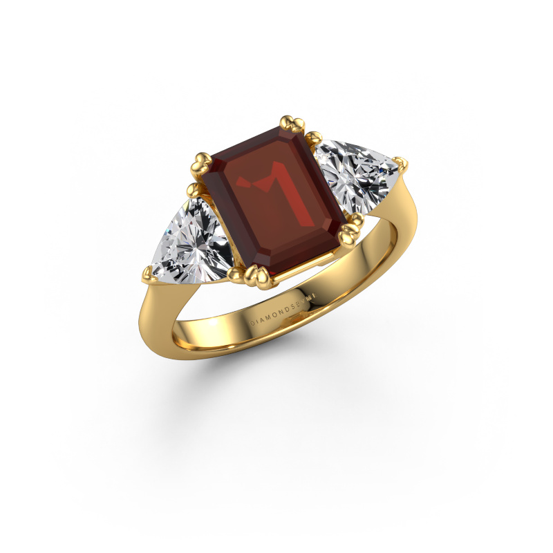 Image de Bague de fiançailles Paula 585 or jaune Grenat 9x7 mm